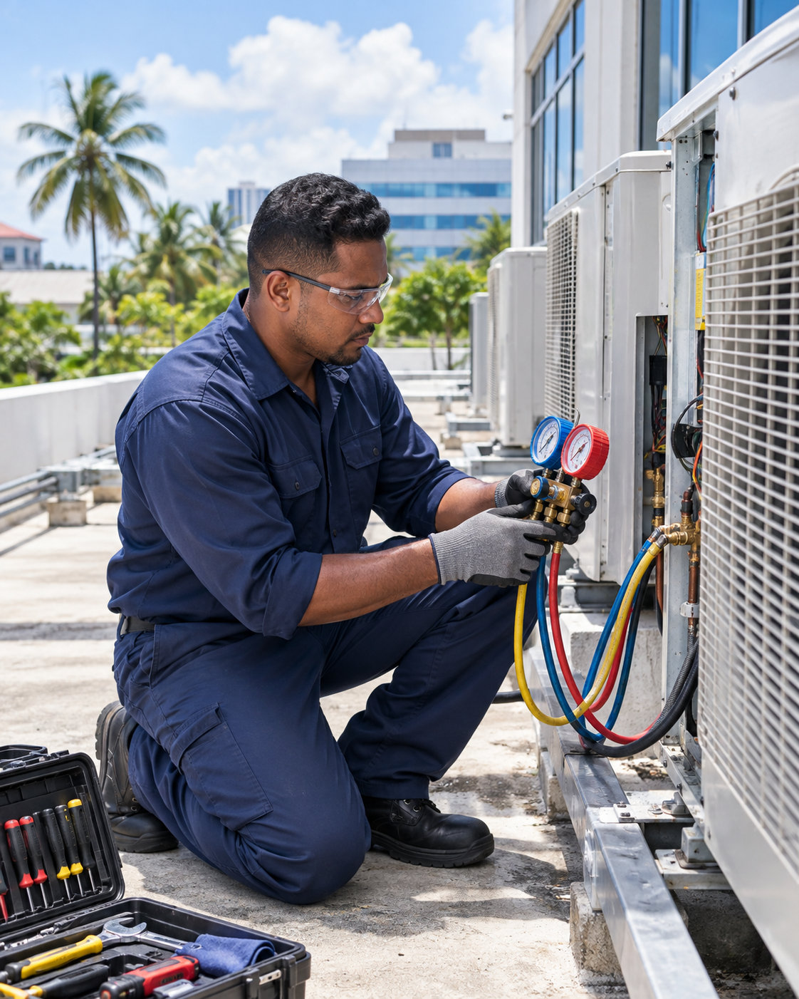 Professional maintenance of commercial cooling-system equipment